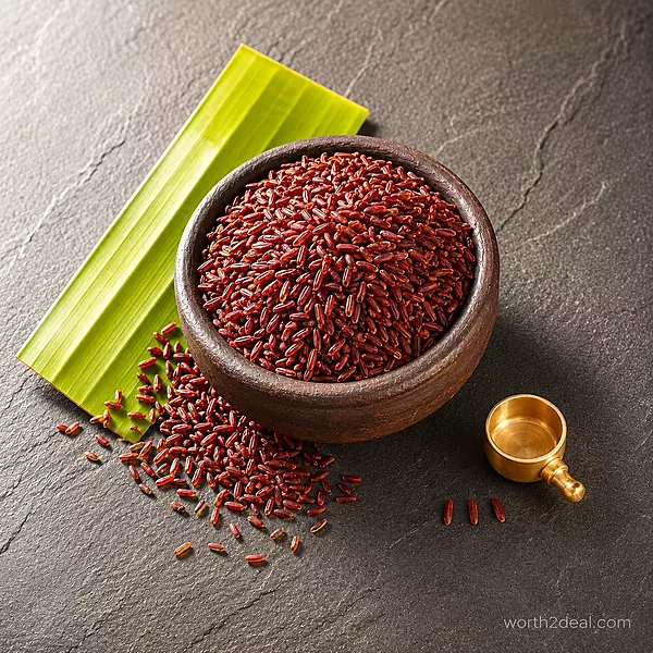 Buy organic Rakthashali Rice online ancient Kerala Ayurvedic rice in traditional bowl | Worth2Deal