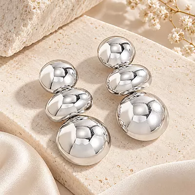 Silver Orbit Triple Bubble Earrings