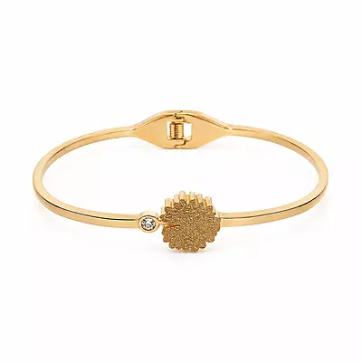 Solara Textured Floral Medallion Gold-Tone Bracelet