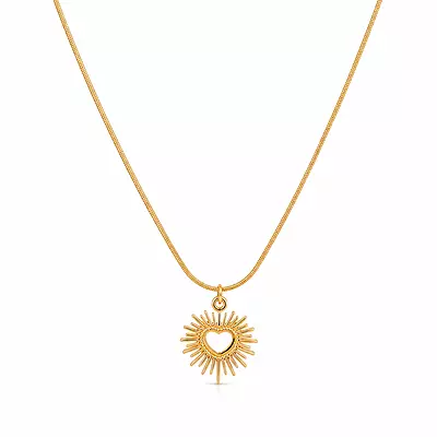 Solara Radiant Heart Sunburst Pendant Necklace