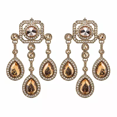Elara Champagne Crystal Chandelier Earrings