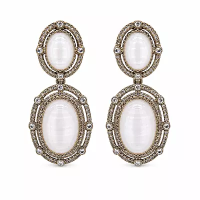 Ivory Royale Oval Crystal Drop Earrings