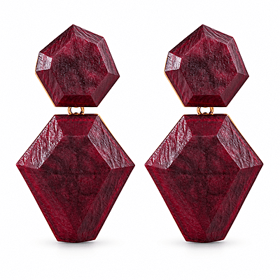 Vermielle Burgundy Geometric Resin Drop Earrings