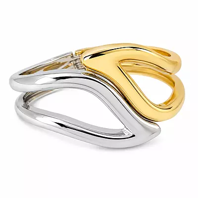 Veyra Sculpted Wave Two-Tone Statement Bracelet