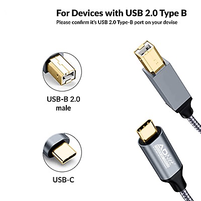 Type C to USB B Printer Cable 1.8mtr High Speed Printer Cable for Printers Scanners and Other Divices