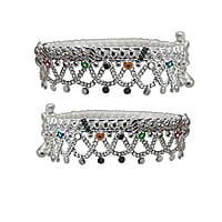 Sliver Chain Type Anklet/Light Weight Payal/Chain Kolusu For Women