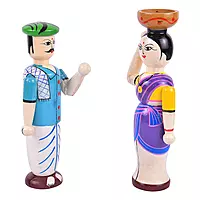 Wooden Farmer Couple Dolls