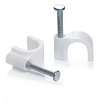 (4mm, 100pcs) Wire Fastener Circle Cable Clips with Metal Nails for Cable Management (White, Pack of 100, 4 mm)