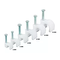 (4mm, 100pcs) Wire Fastener Circle Cable Clips with Metal Nails for Cable Management (White, Pack of 100, 4 mm)