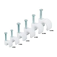 (4mm, 100pcs) Wire Fastener Circle Cable Clips with Metal Nails for Cable Management (White, Pack of 100, 4 mm)