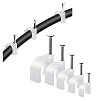 (4mm, 100pcs) Wire Fastener Circle Cable Clips with Metal Nails for Cable Management (White, Pack of 100, 4 mm)