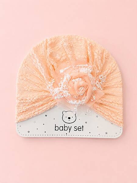 Rosette Lace Baby Turban Cap