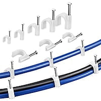 (4mm, 100pcs) Wire Fastener Circle Cable Clips with Metal Nails for Cable Management (White, Pack of 100, 4 mm)