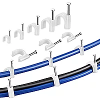 (4mm, 100pcs) Wire Fastener Circle Cable Clips with Metal Nails for Cable Management (White, Pack of 100, 4 mm)