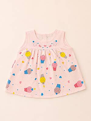 Mithai Cotton Embroidered Baby Frock - (0-6m) Pink