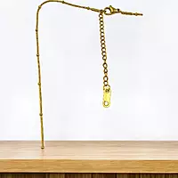 Gold-Tone Beaded Ring Necklace with Seashell Charm - Stainless Steel