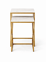 Kraftwark End Table Set Marble Inlay