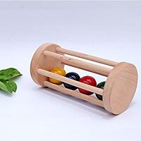 Wooden Rolling Rattle – Sensory & Motor Skill Development Toy for Infants