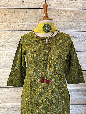 Pure Cotton Ajrakh Dupatta Set With Applique Work Dupatta