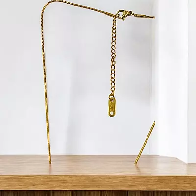 Anti-Tarnish Gold Snake Chain with Blue Enamel Puffer Fish Pendant