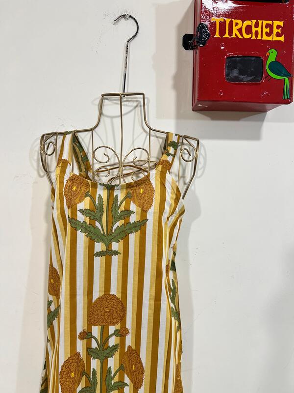 Ira's strappy back lace up kurta - Yellow Stripes & Florals