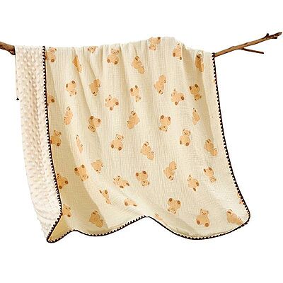 Muslin Mini Quilt Blanket – Dotted Double-Layer Comfort (110 × 100 cm) | Assorted Designs