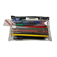 Stationery Filled Yellow Zip 8x5"" Pencil Case with Colouring Pencils