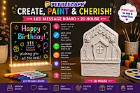 Pebblezapp LED Acrylic Writing Board with Light & 7 Pens | 8x8 in DIY 3D with 2D House