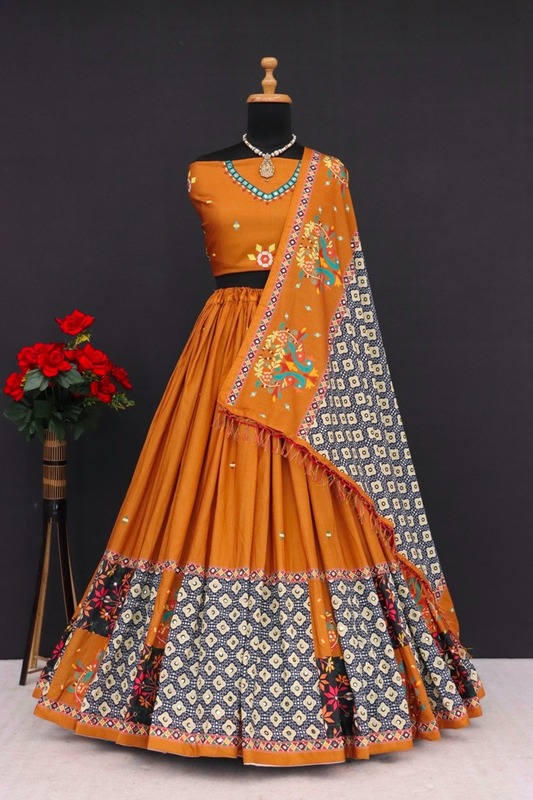 New Lounching Digital Print Muslin Cotton Lehenga Choli D.56