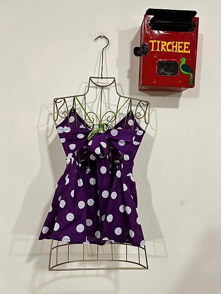 Inchara's Tie Back Peplum Top - Purple polka