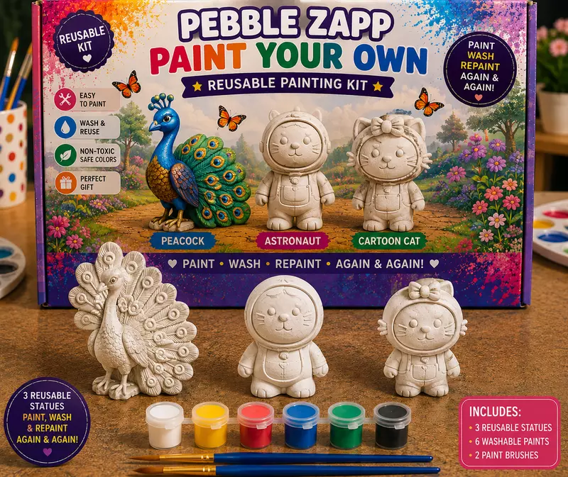 Reusable Big Peacock & Cartoon Favourites DIY Painting Kit
