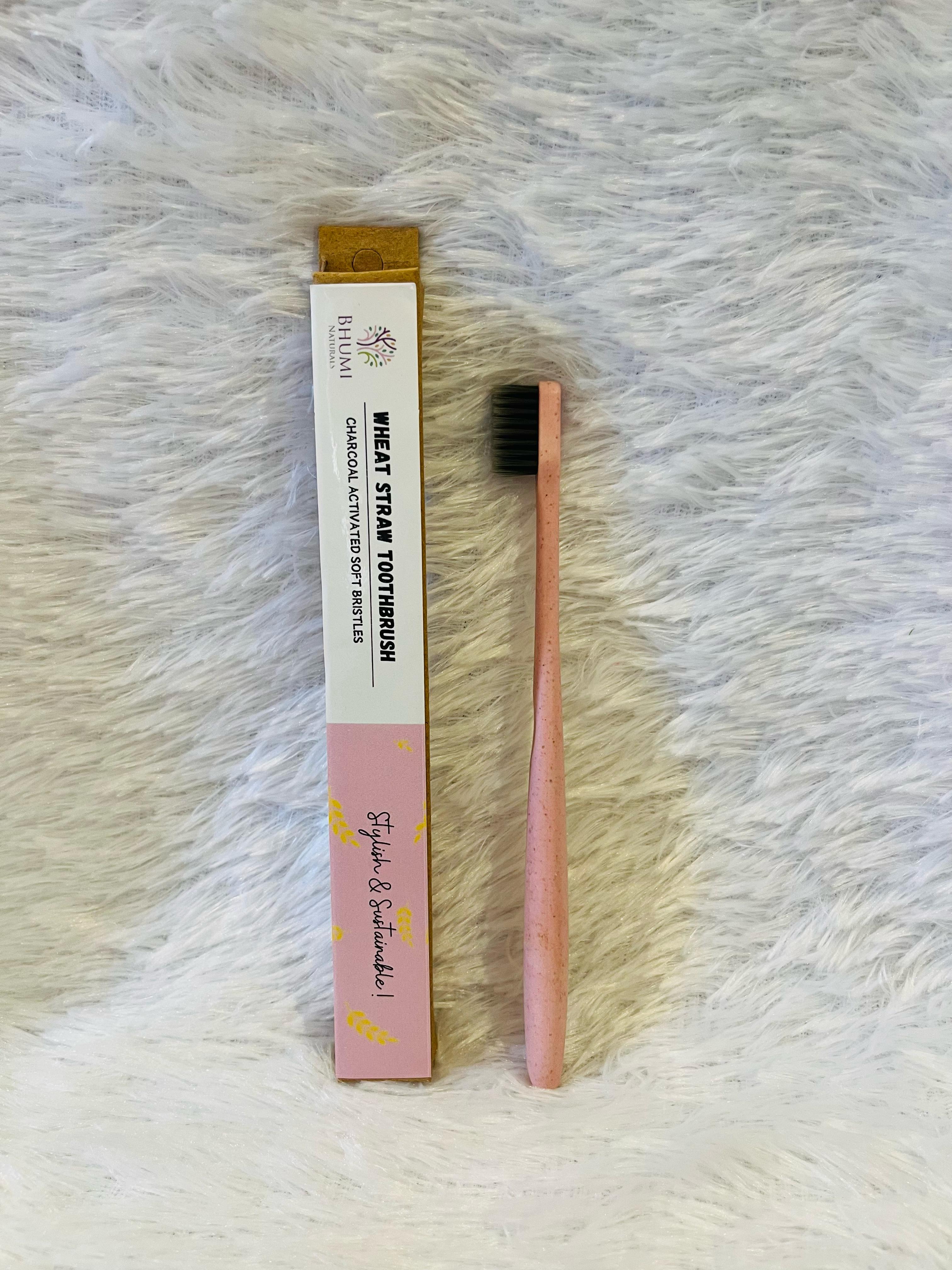 Wheat Straw Tooth Brush - Charcoal Bristles - Pack of 1