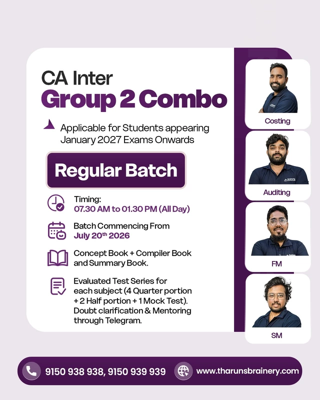 CA Inter Group 2 Combo  | Regular Batch | January  & May 2027 Exam