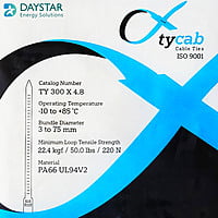 DAYSTAR UV RESISTANT CABLE TIE 300 MM * 4.8 (-10 to +95°C) QTY-100 Nos