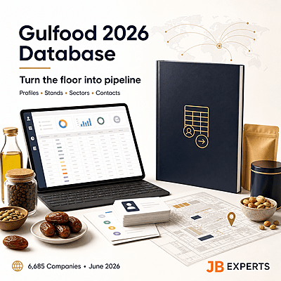 Gulfood 2026 Exhibitor Intelligence Database — 6,685 Companies | Profiles, Stand/Hall, Country, Sector, Public Contacts & Social