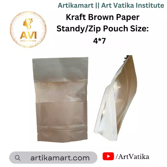 Kraft Brown Paper Standy/Zip Pouch Size: 4*7inch