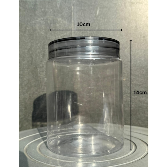 1000ml Round PET Jar + 100mm PET Black Translucent Cap