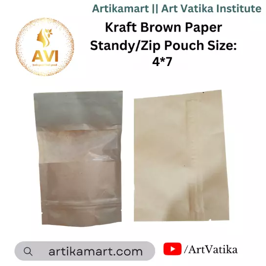 Kraft Brown Paper Standy/Zip Pouch Size: 4*7inch