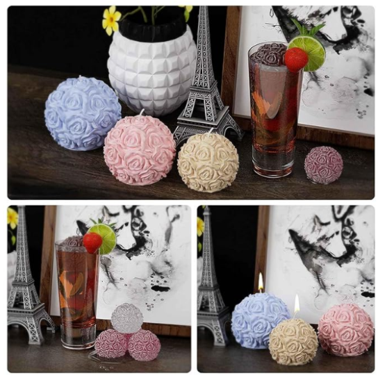 Silicon Mold Candle 3D Flower Ball Small