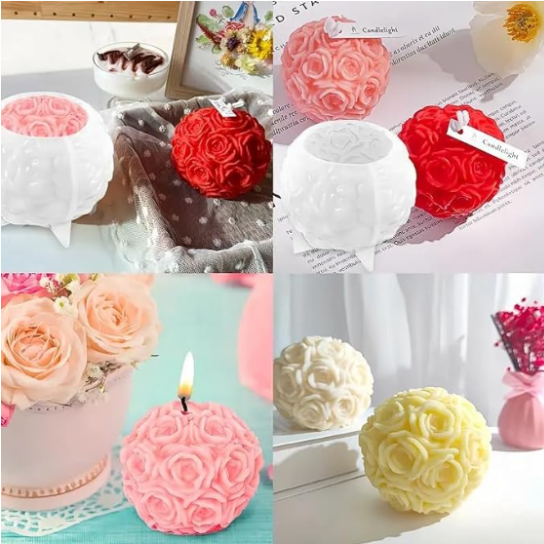 Silicon Mold Candle 3D Flower Ball Medium
