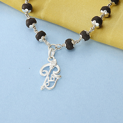 Karungali Mala with Silver Murugan, Vel & Tamil Om Pendant Spiritual Mala Karungali Mala with Silver Murugan, Vel & Tamil Om Pendant Spiritual Mala