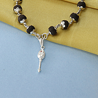 Karungali Mala with Silver Murugan, Vel & Tamil Om Pendant Spiritual Mala