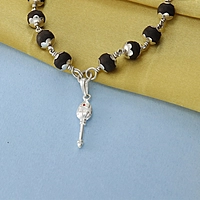 Karungali Mala with Silver Murugan, Vel & Tamil Om Pendant Spiritual Mala
