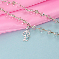 Silver Sphatika Mala with Om Pendant