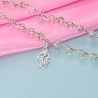 Silver Sphatika Mala with Om Pendant