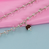 Silver Capped Spatika Mala with Rudraksha Pendant