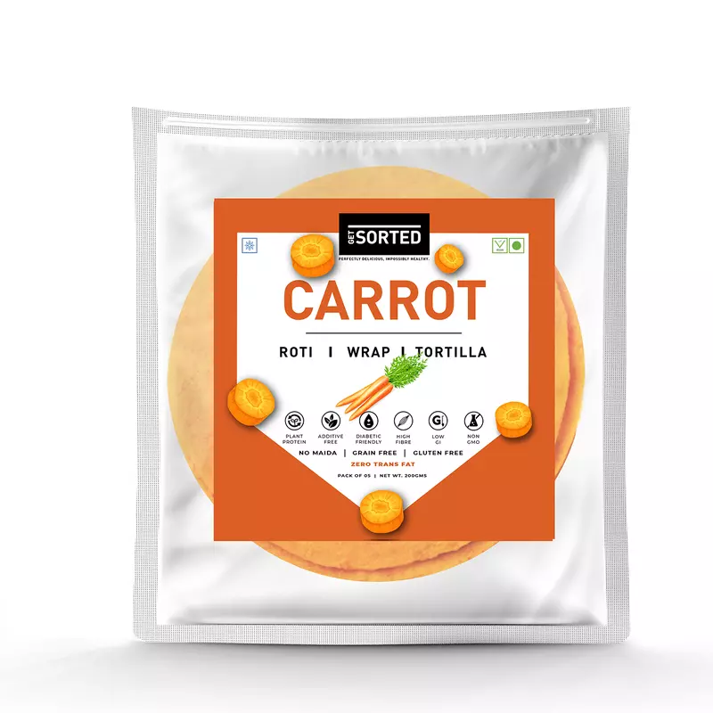 Carrot Roti (Pack Of 5) | 3.6 Gms Net Carbs