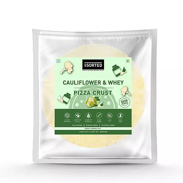 Cauliflower Whey Protein Crust 10″ | 6.2 Gms Net Carbs | (Pack of 3) - Sorted