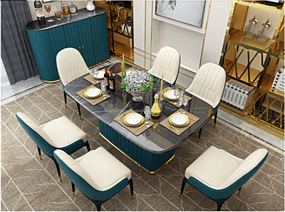 Vikinterio Classic Light Luxury Marble Dining Table Set with Storage Vikinterio Classic Light Luxury Marble Dining Table Set with Storage