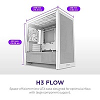 NZXT H3 Flow White Mini-Tower Case (2025) – M-ATX | High Airflow | USB-C